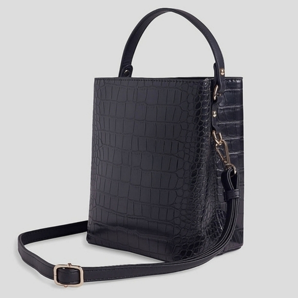 AOTA Elena Black Bucket Bag Peta Approved Vegan Leather - Picture 1 of 14